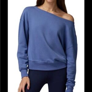 Spiritual Gangster Off the Shoulder Sweatshirt XS Blue